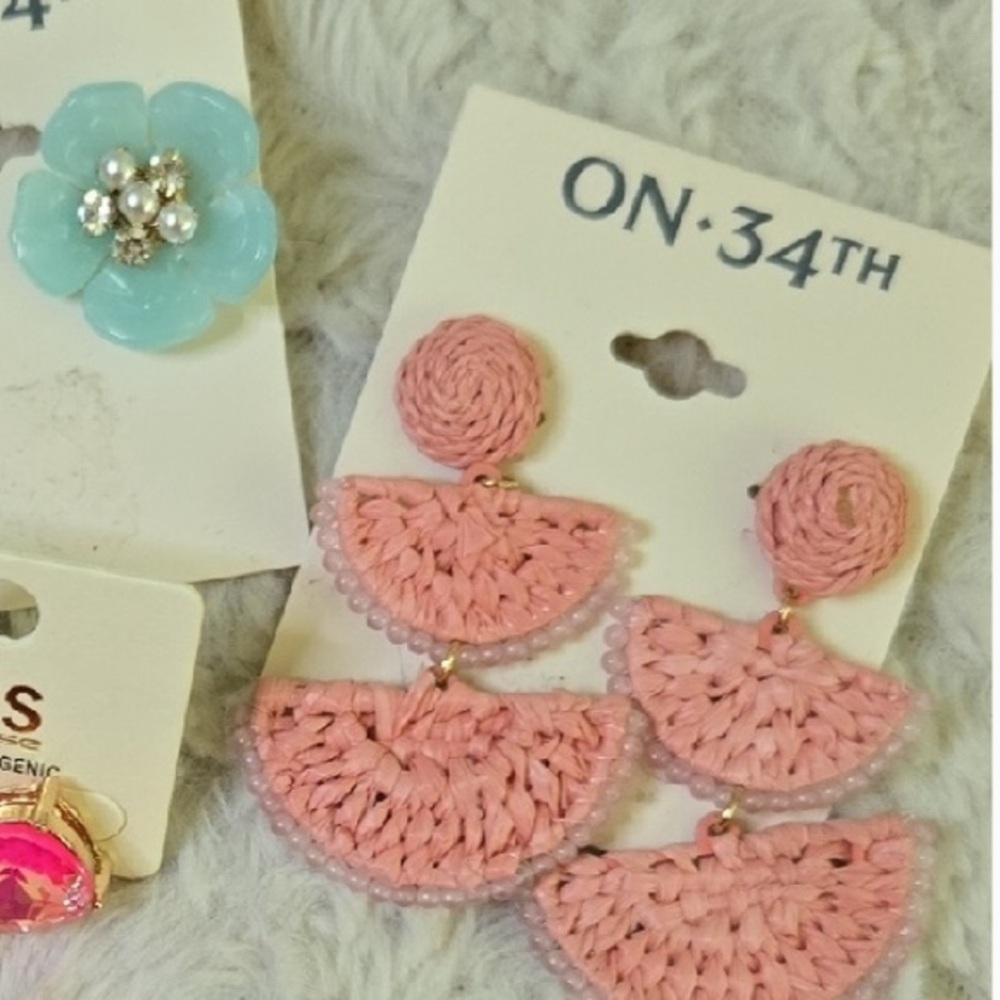 ON 34TH Pink Woven Earrings - Picture 1 of 1